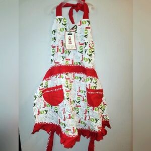 🆕️ Harman Joy Tiffany Full Apron Christmas Holiday Print 32"x 35.5" Red Green